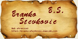 Branko Stevković vizit kartica